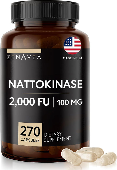 Nattokinase Superfood Supplement - Recommended 2000 FU Dose - 270 Vegan Capsules