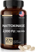 Nattokinase Superfood Supplement - Recommended 2000 FU Dose - 270 Vegan Capsules