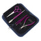 SURGICAL ONLINE Professional Manicure Set - 7pc Stainless Steel Nail Care Clippers Kit in Neon Pink