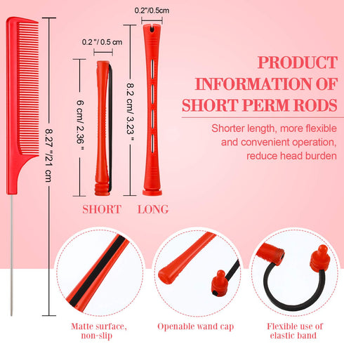 WILLBOND 60 Pcs Perm Rods - Plastic Cold Wave Perming Curlers for Short Long Hair, Small Hair Curling Rollers with