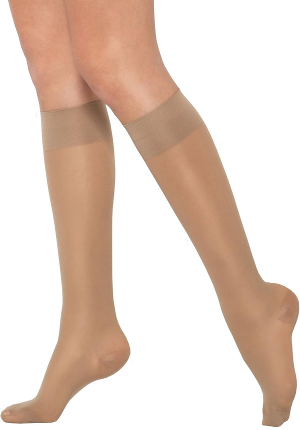 Healthweir Sheer Graduated Compression Knee High Stockings for Women - 15–20 mmHg, Made in Italy