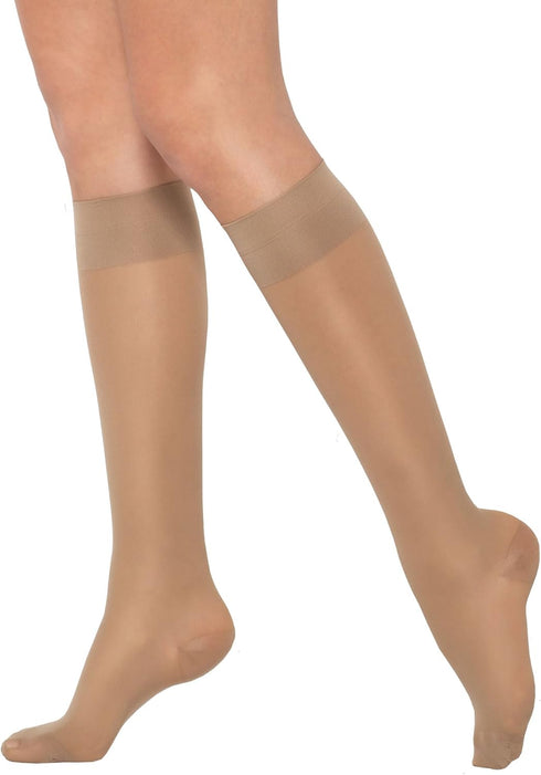 Healthweir Sheer Graduated Compression Knee High Stockings for Women, 15–20 mmHg Support Socks (5, Black)