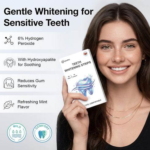 WardTai 30 28 Whitening Strips for Sensitive Teeth with Low Concentration Hydrogen Peroxide Formula for Gentle