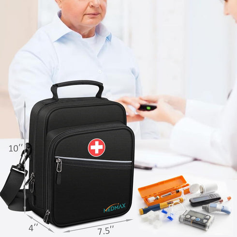 MEDMAX Insulin Cooler EpiPen Carrying Case Insulated, Travel Medication Diabetes Supplies Organizer Bag with Shoulder