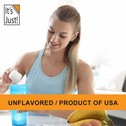 It's Just! 100% Whey Protein Concentrate, Made in USA, Premium WPC-80, No Added Flavors (Original/Unflavored, 20oz)