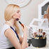 360 Rotating Makeup Brush Holder Organizer, 5 Slot Cup for Cosmetics, Nail Polish, Bathroom Vanity, Black