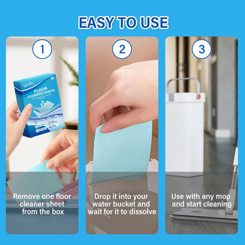 Packaging (1 Pack 30 YUCO Floor Cleaner Sheets for Mopping,Fast Dissolvable and Ultra-Concentrated,Ease Effective Deep