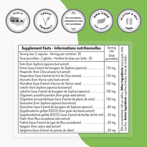 Supersmart - FlavoLife Flavonoid Complex Supplement with Luteolin, Myricetin, Fisetin, Rutin, Quercetin, 60 Veg Capsules