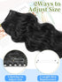 KooKaStyle Invisible Wire Hair Extensions with Transparent Headband Adjustable Size 4 Secure Clips Black Long Wavy Hairpiece 20 Inch for Women