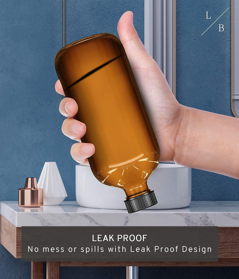 LiBa Amber Glass Spray Bottles, 2 Pack, 16 oz Refillable Empty Spray Bottle for Cleaning, Adjustable Nozzle