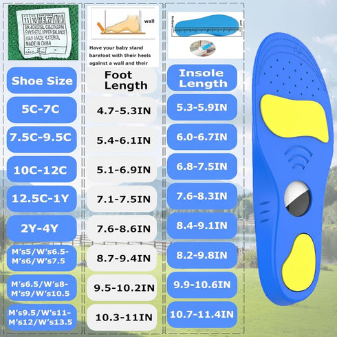 Tasege (Foot:8.7-9.4IN/Insole 9.2-9.8IN/M's 5-M's6/W's 6.5W's 7.5) Insoles for airtag Kids, Kids air-tag Shoe Insert