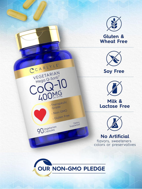 Carlyle CoQ10 400mg Supplement, 90 Count, Vegetarian, Non-GMO, Gluten Free