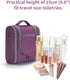 Narwey Small Hanging Toiletry Bag for Women, Travel Makeup Organizer for Toiletries, Medium, Dark Purple