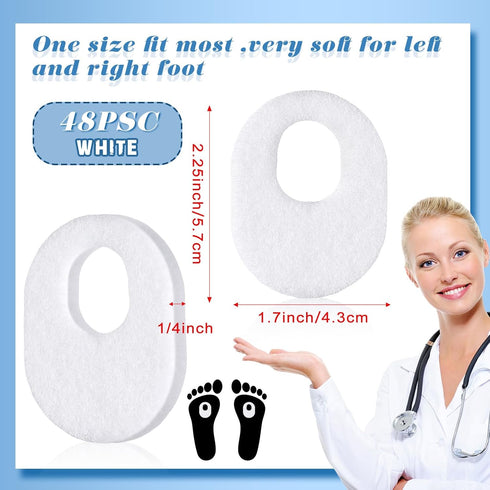WILLBOND 48 Pack 1/4" 1/8" 1/4 Inch) Callus Pads Soft Thick Oval Shape Corn Pads Felt Callus Cushions Adhesive Corn