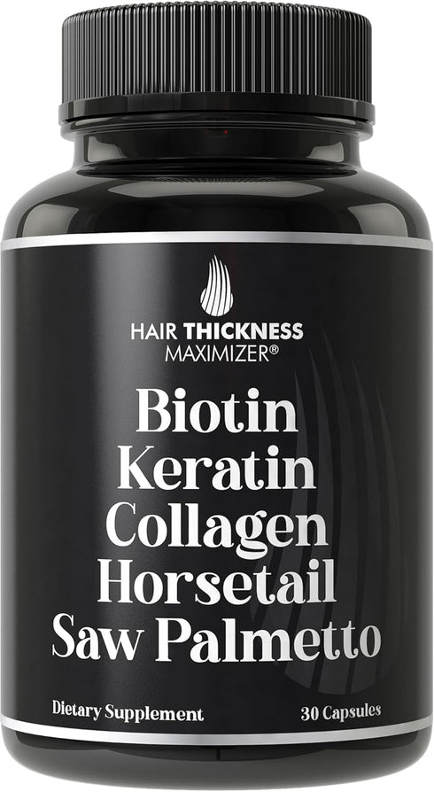 Advanced 5-in-1 Hair Growth Supplement for Women and Men - Biotin + Keratin + Collagen + Horsetail + Saw Palmetto