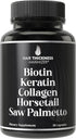 Advanced 5-in-1 Hair Growth Supplement for Women and Men - Biotin + Keratin + Collagen + Horsetail + Saw Palmetto