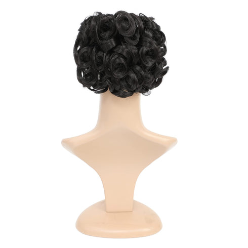 SWACC Short Messy Curly Dish Hair Bun Extension, Easy Stretch Hair Combs Clip in Ponytail Extension (Natural Color