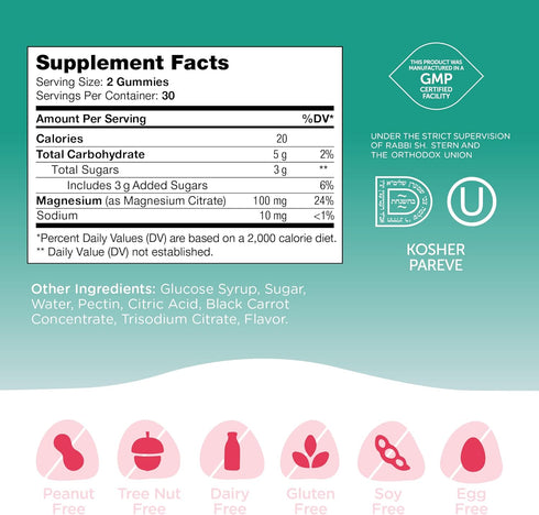 Chapter One Magnesium Gummies, Great Tasting Magnesium for Kids, Calm Kids Magnesium, Certified Kosher (60 Flavored