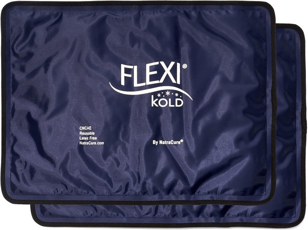 2 FlexiKold Gel Ice Packs (Standard Large: 10.5" x 14.5") for Injuries, Reusable, Back Pain Relief - 2PK