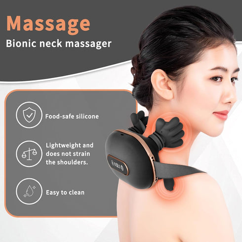 HGUIEPGSQZG 4D Neck Massager with LED Display, with Heat Function, for Relieving Shoulder and Neck Pain, Portable