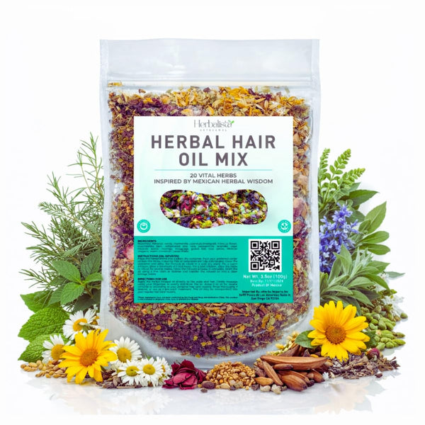 HERBALISTA Premium Herbal Hair Oil Mix 3.5oz (100g) | 20 Mexican-Inspired Ayurvedic Herbs