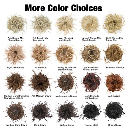 HMD Tousled Updo Messy Bun Hairpiece - Synthetic Hair Extensions with Elastic Rubber Band