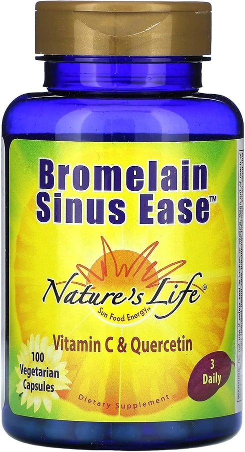 Nature's Life Bromelain Sinus Ease 1200mg with Vitamin C, 100 Vegetarian Capsules