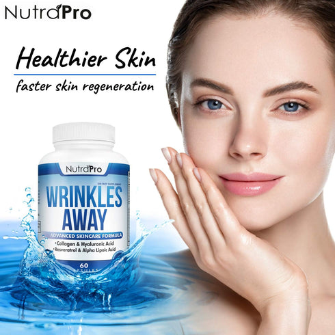 NutraPro Anti Wrinkle and Ageless Skin Vitamins - Skin Repair Complex with Collagen, Resveratrol, & Hyaluronic Acid