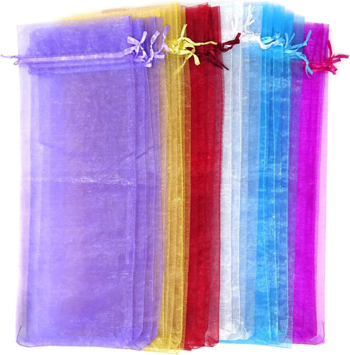 Honbay 24PCS Reusable Sheer Organza Wine Bottle Bags Dresses Gift Bags with Drawstring