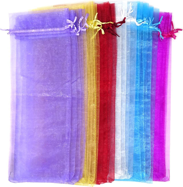 Honbay 24PCS Reusable Sheer Organza Wine Bottle Bags Dresses Gift Bags with Drawstring