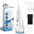 JNGOODS Cordless Water Dental Flosser, 310ml Rechargeable Oral Irrigator with 4 Modes and 4 Jet Tips (White)