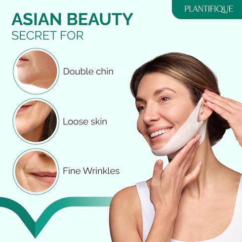 PLANTIFIQUE V-Line Collagen Mask for Face, 5 PCS Chin Strap for Skin Firming