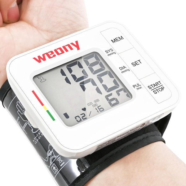 Portable Blood Pressure Monitor Wrist, Adjustable Cuff 5.3-8.5in, Large LCD, Home Use with Carrying Case