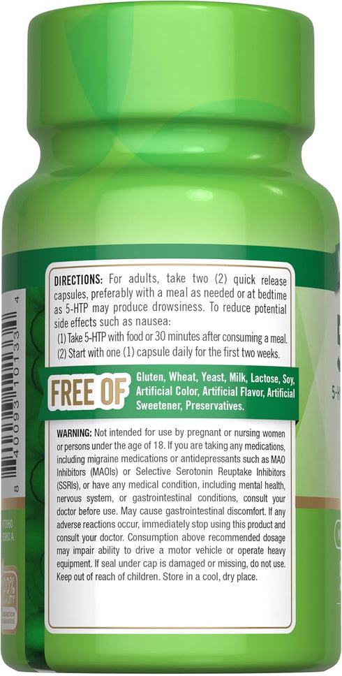 Nature's Truth 5HTP 200mg Capsules | 50 Count | Non-GMO & Gluten Free Supplement, 5 Hydroxytryptophan