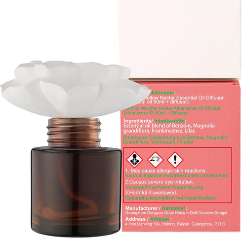 Essential Oil and Diffuser Gift Set, Mellow Nectar (1.7 fl.oz|50ml), 60-Days Non-Toxic Home Scent