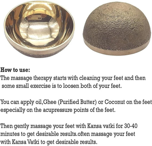 Kansa Bronze Vatki, Natural Cup, Ayurvedic Detox Foot Massager, Relaxation and Deep Cleaning Ancient Indian Technique