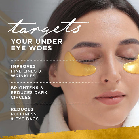 Under Eye Gel Pads, Collagen Eye Patches for Puffy Eyes, Dark Circles, 24K Gold Eye Mask with Hyaluronic Acid, 15 Pairs
