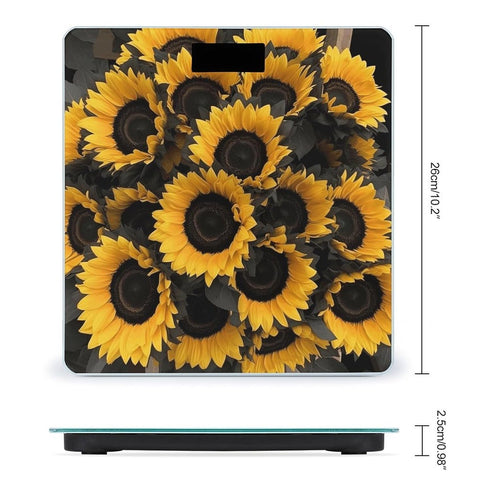RLDOBOFE 400 Lbs A Bouquet of Black Sunflowers Weight Scale,Clear LED Display Bathroom Digital Weighing Scale,Tempered