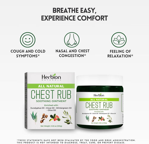 Herbion Naturals Chest Rub - Natural Soothing Ointment for Chest Congestion and Muscle Aches, 3.53 Oz