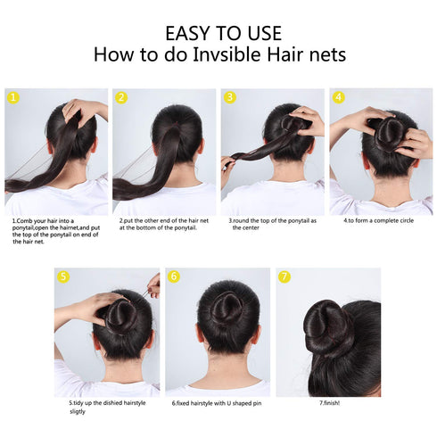 Zonon Hair Nets, 50Pcs Invisible Elastic Edge Mesh, 50cm Individual Package for Women Bun, with 40Pcs U Shaped Pins,