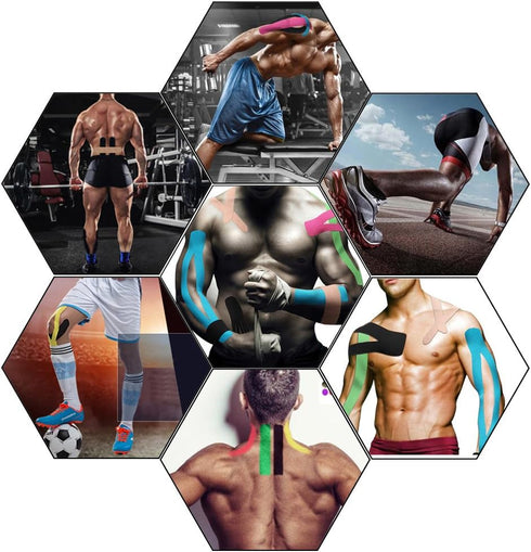 Kinesiology Therapeutic Tape for Athletic Sports Recovery - Pain Relief, Strong Adhesion, Waterproof, Original Cotton,