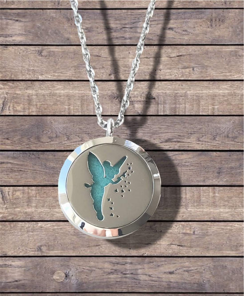 FIKA Tinkerbell Air Freshener Diffuser Necklace Locket, Aromatherapy Essential Oil, Great for Travel Pads