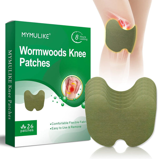 Knee Patches, 26 Count Maximum Strength Warming Herbal Plaster, Wormwood Extract Sticker for Joint Discomfort