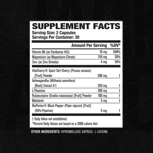 Jacked Factory Build PM Night Time Muscle Builder & Sleep Aid Supplement with VitaCherry, Ashwagandha, Melatonin - 60