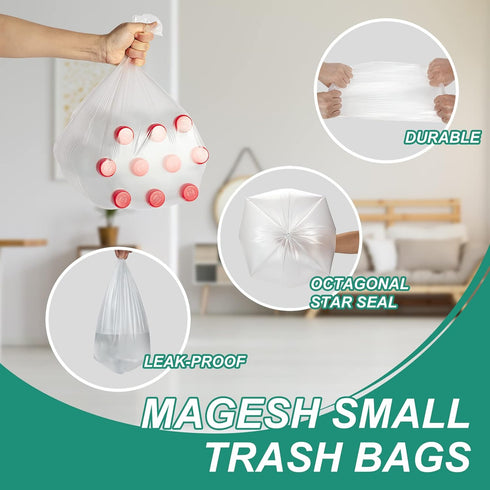 Magesh 4 Gallon Strong Trash Bags - Leakage-Free Small Garbage Bags for Bathroom, Office, Kitchen - 105 Bags