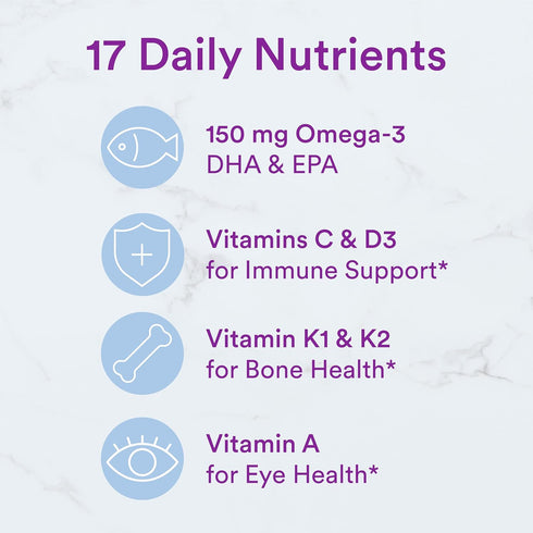 SmartyPants Fiber Supplement & Multivitamin for Men & Women - Gummies with Vitamin D3, C, B12, B6, A, K & Zinc - 180