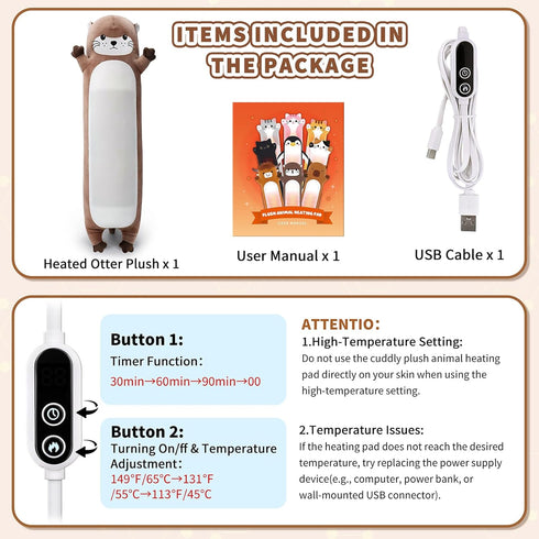 Relief,20 Otter Heating Pad-USB Heated Plush Stuffed Animals for Period Cramps and Menstrual Pain Portable Electric