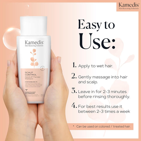 KAMEDIS Anti Dandruff Shampoo 6.7 Fl Oz for Women & Men | Seborrheic Dermatitis Treatment for Itchy, Red Scalp & Flaky