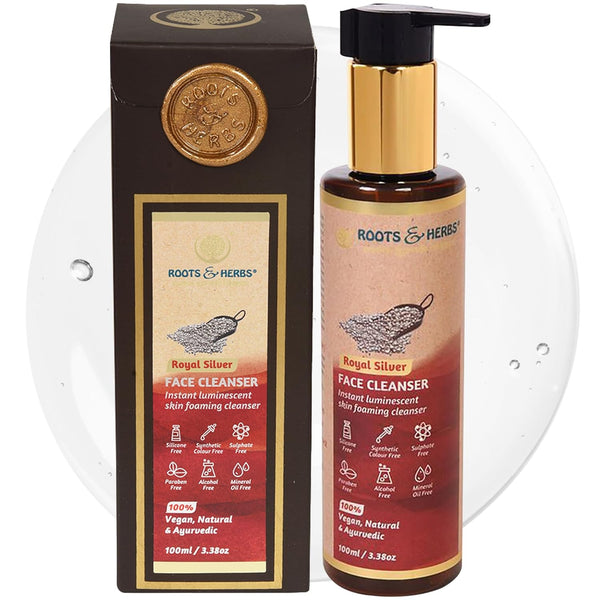 ROOTS AND HERBS Skin Foaming Cleanser - Ayurvedic Facial Wash with Aloe Vera & Jojoba Oil - 3.38oz
