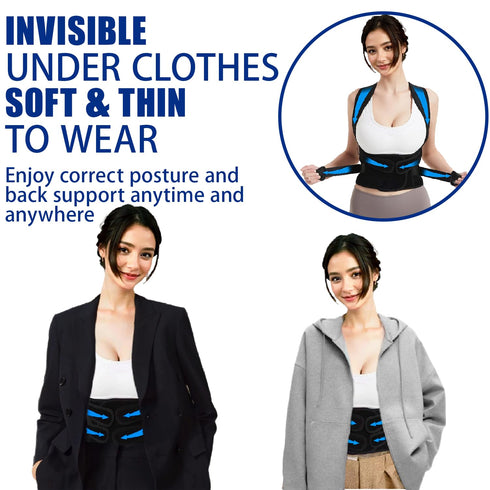 Adjustable Posture Corrector for Women and Men - Back Brace for Pain Relief, Lumbar Support, Breathable Back Support